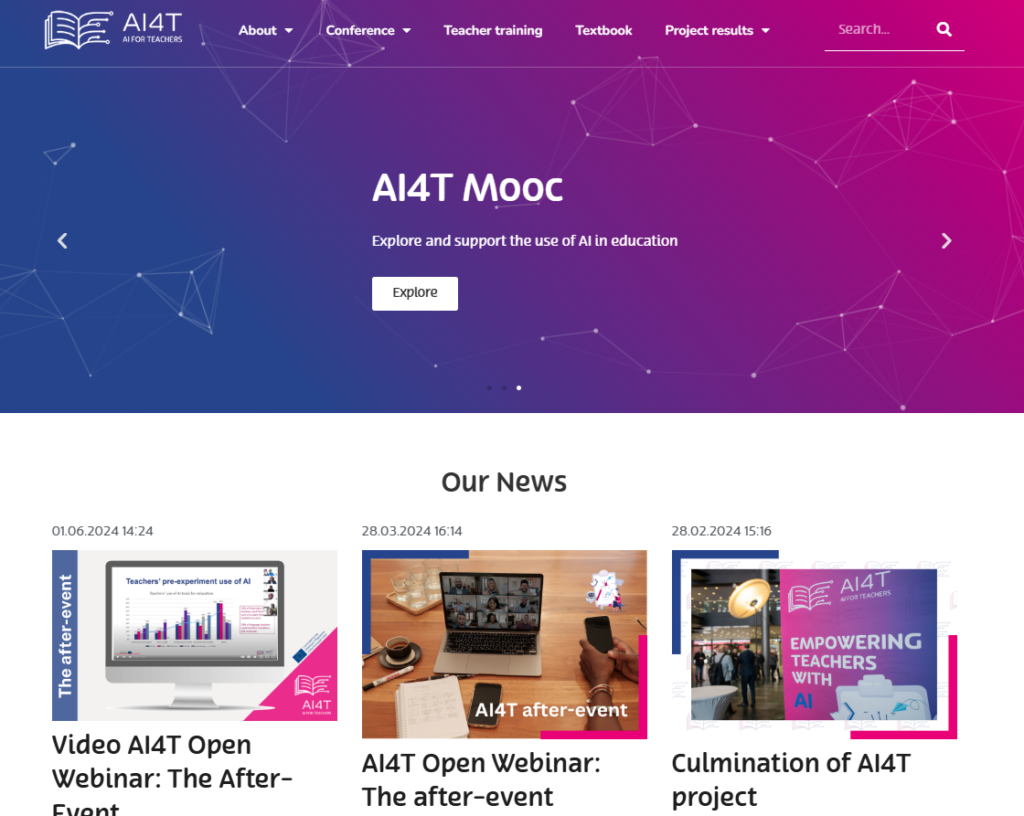 AI4T website screenshot
